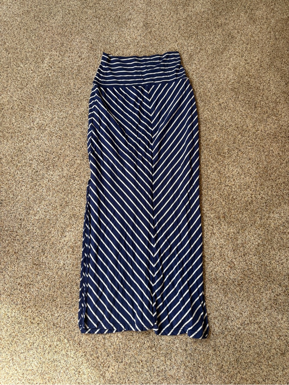 Athleta Striped Navy and White Maxi Skirt - Women